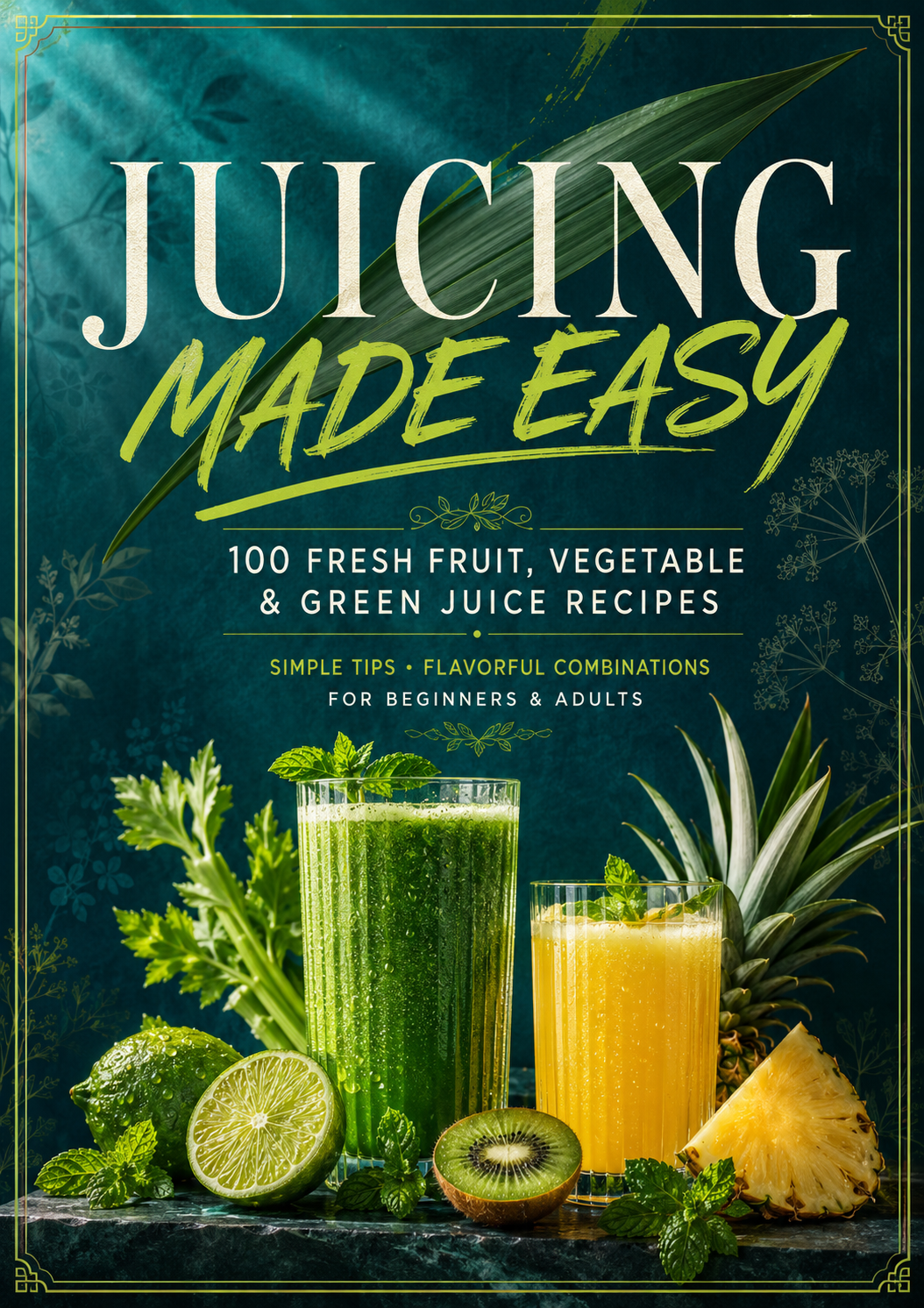 100 Easy Juicing Recipes for Beginners: Fruit, Vegetable & Green Juice Blends with Simple Preparation Tips – Hardcover Spiral-Bound Juicing Cookbook for Adults & Home Cooks