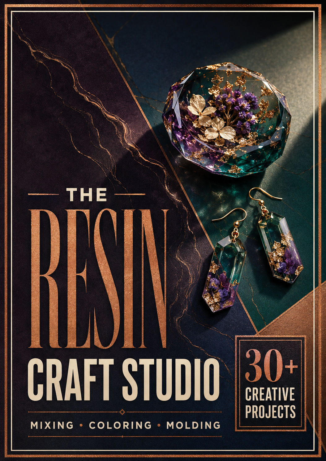 Epoxy Resin Crafts Made Easy: 30+ Step-by-Step Projects for Jewelry, Coasters, Trays, Molds & Home Décor – Hardcover Spiral-Bound DIY Craft Book for Adult Beginners